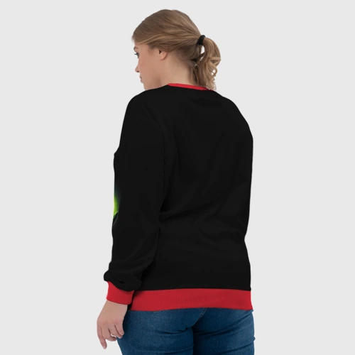 Женский свитшот 3D с принтом Белоснежка и яблоко - силуэт крупно, вид сзади #2