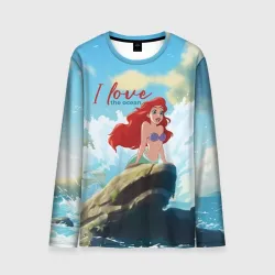 Мужской лонгслив 3D Ariel I love the ocean - русалка - beautiful big pictures
