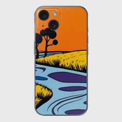 Чехол для iPhone 15 силиконовый с защитой камеры Пейзаж с фантастической природой