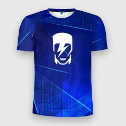 Мужская футболка 3D Slim David Bowie blue poly