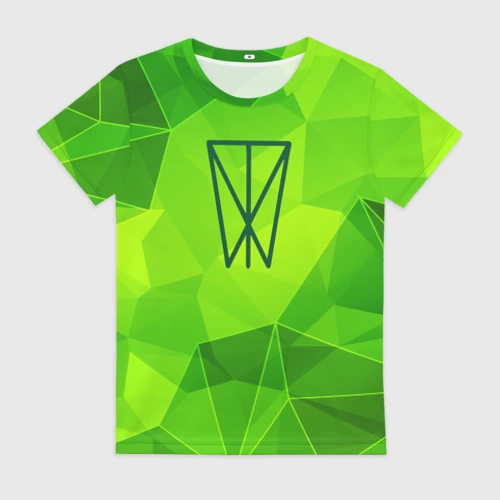 Женская футболка 3D с принтом Within Temptation green poly, вид спереди #2