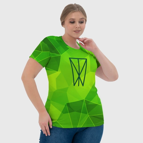Женская футболка 3D с принтом Within Temptation green poly, фото #4