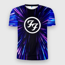 Мужская футболка 3D Slim Foo Fighters neon energy