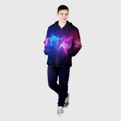 Мужская куртка 3D Звуковая волна неоновый узор - фото 2