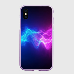 Чехол для iPhone XS Max матовый Звуковая волна неоновый узор