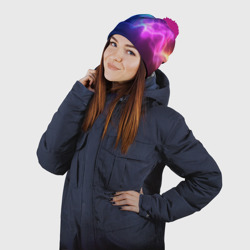Шапка 3D c помпоном Звуковая волна неоновый узор - фото 2