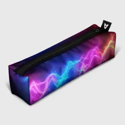 Пенал школьный 3D Звуковая волна неоновый узор