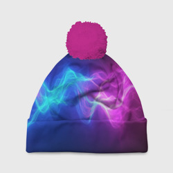 Шапка 3D c помпоном Звуковая волна неоновый узор