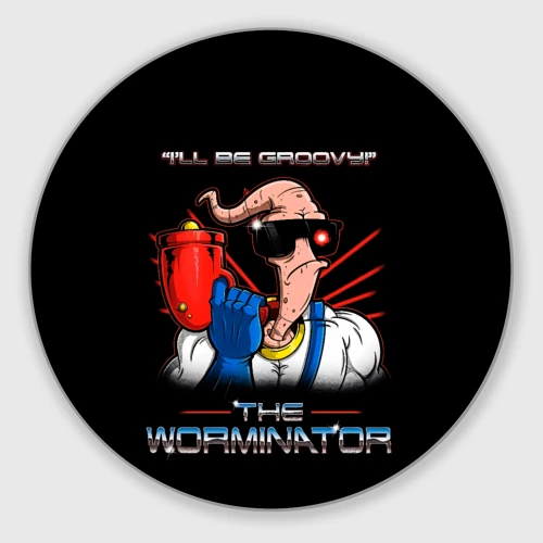 Круглый коврик для мышки Jim - worminator