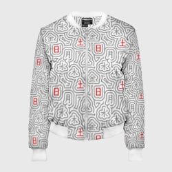 Женский бомбер 3D Серые будни и красные выходные иероглифами