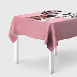Скатерть 3D Далматин на розовом