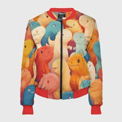 Женский бомбер 3D Милые тиранозавры