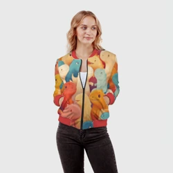 Женский бомбер 3D Милые тиранозавры - фото 2