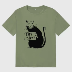 Мужская футболка хлопок Oversize Крыса или искусство