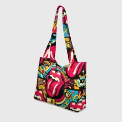 Пляжная сумка 3D Rolling Stones logo - pop art pattern - фото 2
