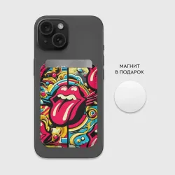Картхолдер Magsafe магнитный Rolling Stones logo - pop art pattern - фото 3