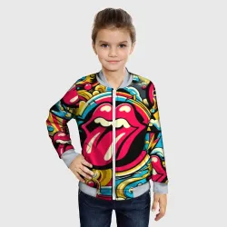 Детский бомбер 3D Rolling Stones logo - pop art pattern - фото 2