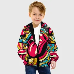 Детская куртка 3D Rolling Stones logo - pop art pattern - фото 2