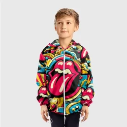 Детская ветровка 3D Rolling Stones logo - pop art pattern - фото 2