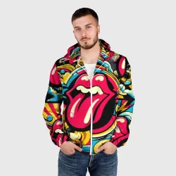 Мужская ветровка 3D Rolling Stones logo - pop art pattern - фото 2