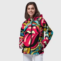 Женская ветровка 3D Rolling Stones logo - pop art pattern - фото 2