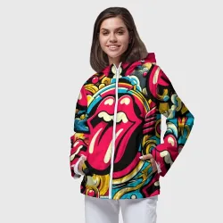 Женская ветровка 3D Rolling Stones logo - pop art pattern - фото 2