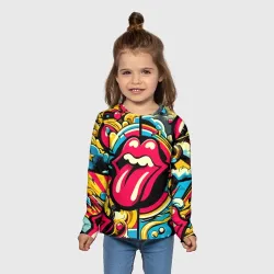 Детский лонгслив 3D Rolling Stones logo - pop art pattern - фото 2