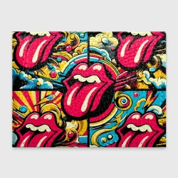 Обложка для студенческого билета Rolling Stones logo - pop art pattern