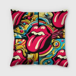 Подушка 3D Rolling Stones logo - pop art pattern