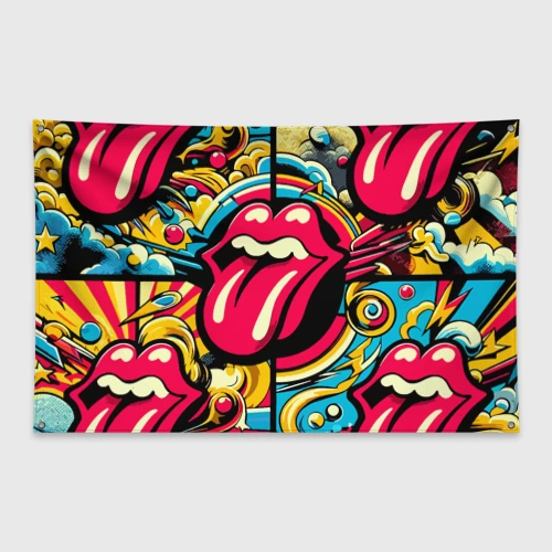 Флаг-баннер Rolling Stones logo - pop art pattern
