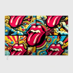 Флаг 3D Rolling Stones logo - pop art pattern
