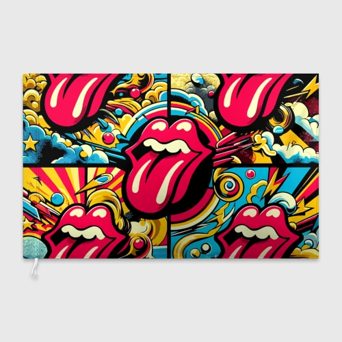 Флаг 3D Rolling Stones logo - pop art pattern