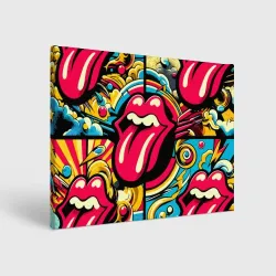 Холст прямоугольный Rolling Stones logo - pop art pattern