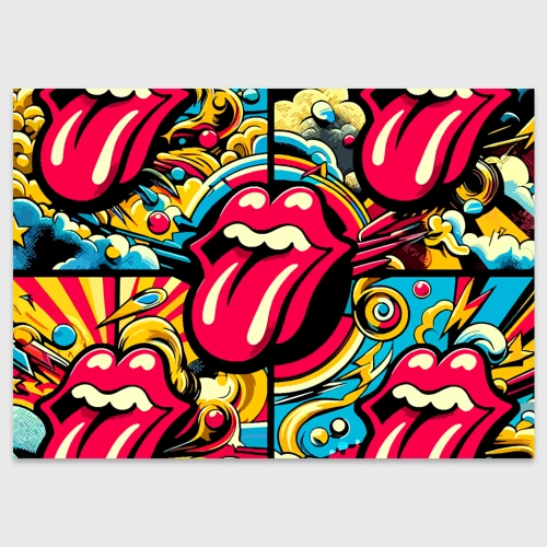 Поздравительная открытка Rolling Stones logo - pop art pattern