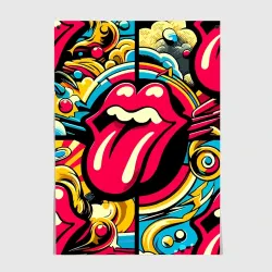 Постер Rolling Stones logo - pop art pattern