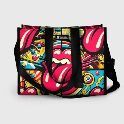 Сумка-шоппер 3D Rolling Stones logo - pop art pattern