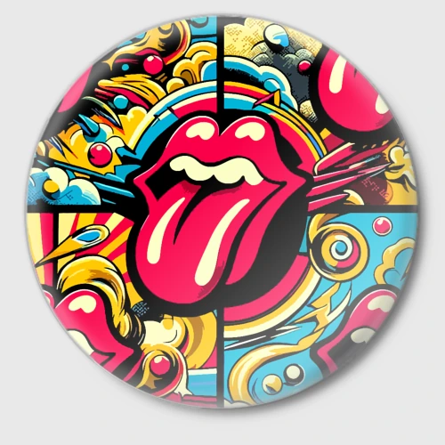 Значок Rolling Stones logo - pop art pattern