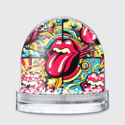 Игрушка Снежный шар Rolling Stones logo - pop art pattern