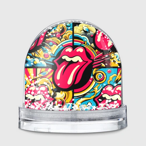 Игрушка Снежный шар Rolling Stones logo - pop art pattern