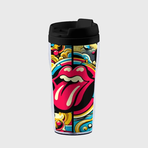 Термокружка-непроливайка Rolling Stones logo - pop art pattern