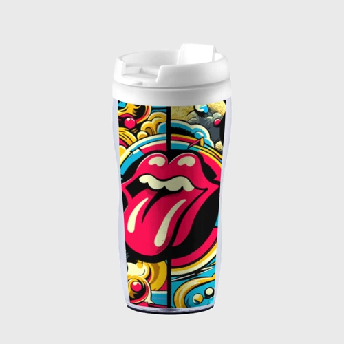 Термокружка-непроливайка Rolling Stones logo - pop art pattern