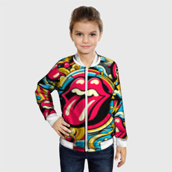 Детский бомбер 3D Rolling Stones logo - pop art pattern - фото 2