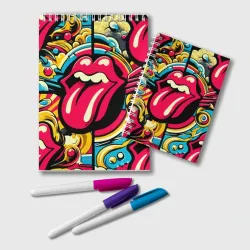 Блокнот Rolling Stones logo - pop art pattern