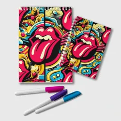 Блокнот Rolling Stones logo - pop art pattern