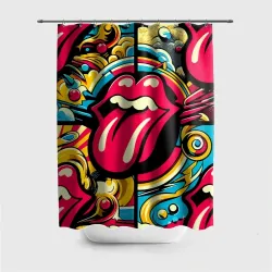 Штора 3D для ванной Rolling Stones logo - pop art pattern