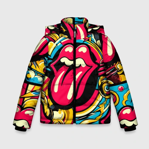 Зимняя куртка для мальчиков 3D Rolling Stones logo - pop art pattern