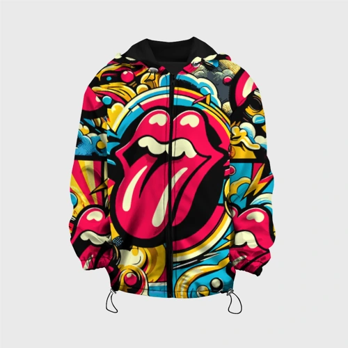Детская куртка 3D Rolling Stones logo - pop art pattern