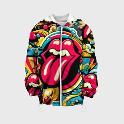 Детская куртка 3D Rolling Stones logo - pop art pattern