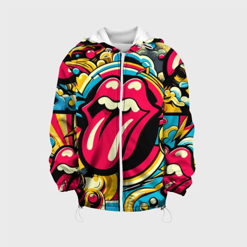 Детская куртка 3D Rolling Stones logo - pop art pattern