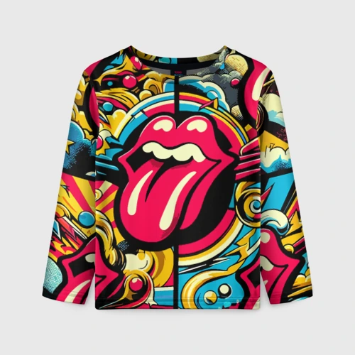Детский лонгслив 3D Rolling Stones logo - pop art pattern